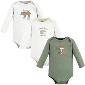 image:imageHudson Baby Baby Girls Cotton Longsleeve Bodysuits 3packForest Fox