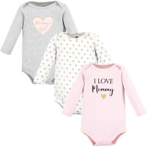 image:imageHudson Baby Baby Girls Cotton Longsleeve Bodysuits 3packGirl Mommy