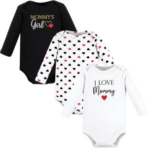 image:imageHudson Baby Baby Girls Cotton Longsleeve Bodysuits 3packGirl Mommy Red Black