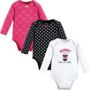 image:imageHudson Baby Baby Girls Cotton Longsleeve Bodysuits 3packMommy Latte