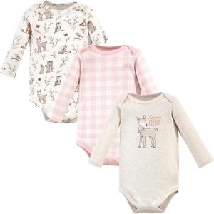 image:imageHudson Baby Baby Girls Cotton Longsleeve Bodysuits 3packPink Enchanted Forest