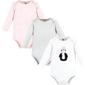 image:imageHudson Baby Baby Girls Cotton Longsleeve Bodysuits 3packPink Penguin