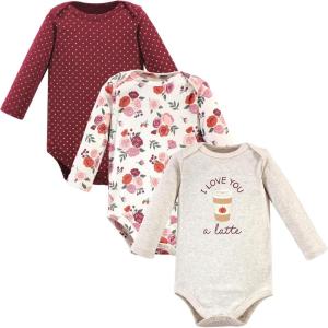 image:imageHudson Baby Baby Girls Cotton Longsleeve Bodysuits 3packPumpkin Spice