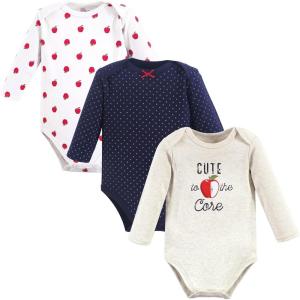 image:imageHudson Baby Baby Girls Cotton Longsleeve Bodysuits 3packRed Apple