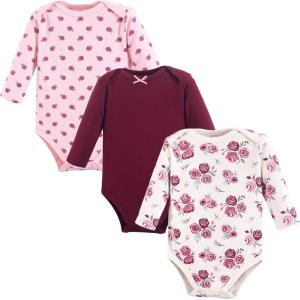 image:imageHudson Baby Baby Girls Cotton Longsleeve Bodysuits 3packRose