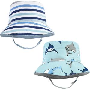 image:imageHudson Baby Baby Hudson Baby Unisex Baby Sun Protection Hat Flamingo Rainbow Stripe 012 MonthsShark Stripe