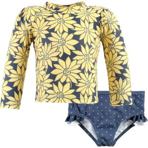 image:imageHudson Baby BabyGirls Swim Rashguard SetBlue Yellow Daisy