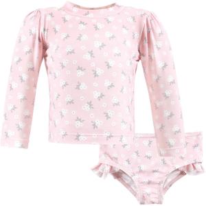 image:imageHudson Baby BabyGirls Swim Rashguard SetDainty Flower Pink