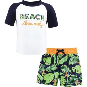 image:imageHudson Baby BabyGirls Swim Rashguard SetNavy Palm