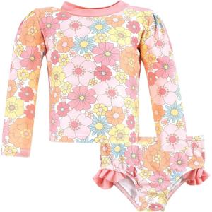 image:imageHudson Baby BabyGirls Swim Rashguard SetPeace Love Flowers
