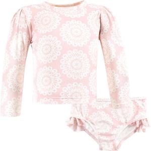image:imageHudson Baby BabyGirls Swim Rashguard SetPink Doily