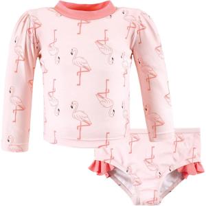 image:imageHudson Baby BabyGirls Swim Rashguard SetPink Flamingo