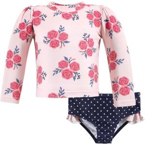 image:imageHudson Baby BabyGirls Swim Rashguard SetPink Navy Roses