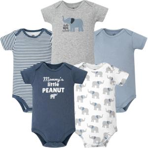 image:imageHudson Baby Infant Boys Cotton Bodysuits 5PackBlue Elephant Peanut
