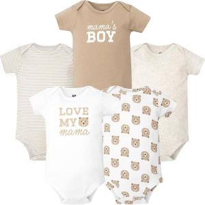 image:imageHudson Baby Infant Boys Cotton Bodysuits 5PackMamas Taupe Bear