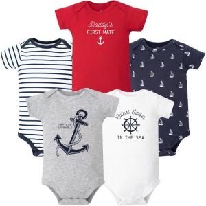 image:imageHudson Baby Infant Boys Cotton Bodysuits 5PackNautical Anchor