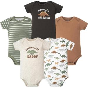 image:imageHudson Baby Infant Boys Cotton Bodysuits 5PackStrong Like Daddy Dino