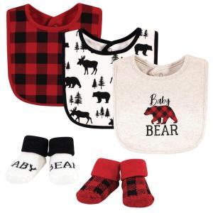 image:imageHudson Baby Unisex Baby Cotton Bib and Sock Set Cowboy One SizeBaby Bear Plaid