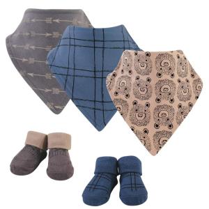 image:imageHudson Baby Unisex Baby Cotton Bib and Sock Set Cowboy One SizeBlack Bear