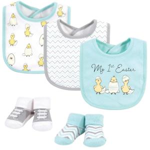 image:imageHudson Baby Unisex Baby Cotton Bib and Sock Set Cowboy One SizeEaster Chicks