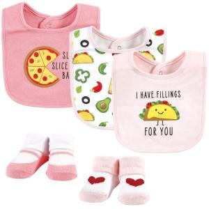 image:imageHudson Baby Unisex Baby Cotton Bib and Sock Set Cowboy One SizeGirl Pizza Taco