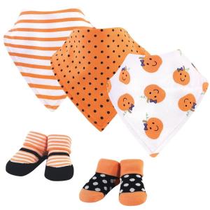 image:imageHudson Baby Unisex Baby Cotton Bib and Sock Set Cowboy One SizeGirl Pumpkin