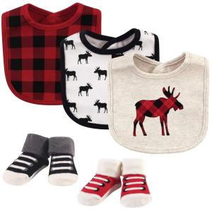 image:imageHudson Baby Unisex Baby Cotton Bib and Sock Set Cowboy One SizeMoose
