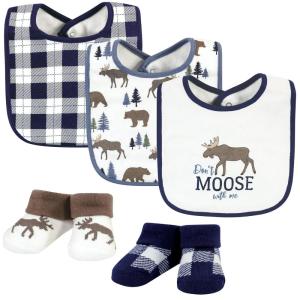 image:imageHudson Baby Unisex Baby Cotton Bib and Sock Set Cowboy One SizeMoose Bear