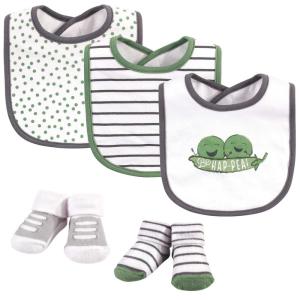 image:imageHudson Baby Unisex Baby Cotton Bib and Sock Set Cowboy One SizePeas