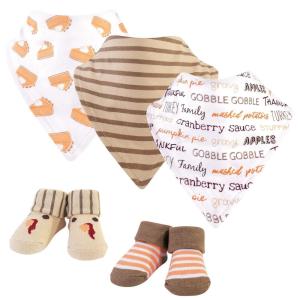 image:imageHudson Baby Unisex Baby Cotton Bib and Sock Set Cowboy One SizePumpkin Pie