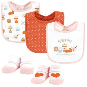 image:imageHudson Baby Unisex Baby Cotton Bib and Sock Set Cowboy One SizePumpkin Spice