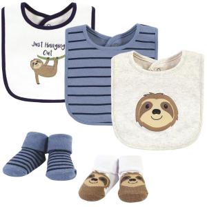image:imageHudson Baby Unisex Baby Cotton Bib and Sock Set Cowboy One SizeSloth