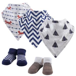 image:imageHudson Baby Unisex Baby Cotton Bib and Sock Set Cowboy One SizeTeepee