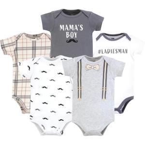 image:imageHudson Baby Unisex Baby Cotton Bodysuits 5packPlaid Bow Tie