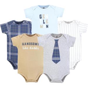 image:imageHudson Baby Unisex Baby Cotton Bodysuits 5packPlaid Necktie