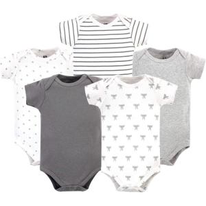 image:imageHudson Baby Unisex Baby Cotton Bodysuits 5packPrints Modern Elephant