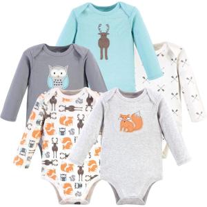 image:imageHudson Baby Unisex Baby Cotton BodysuitsGray Forest