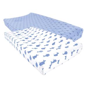 image:imageHudson Baby Unisex Baby Cotton Changing Pad Cover Pink Safari One SizeBlue Whale