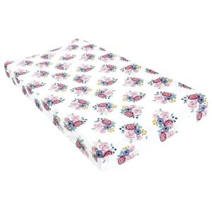 image:imageHudson Baby Unisex Baby Cotton Changing Pad Cover Pink Safari One SizeBlush Navy Floral