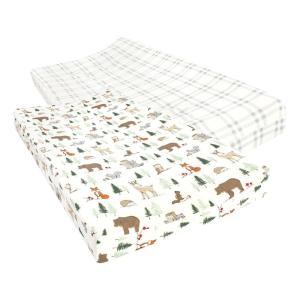 image:imageHudson Baby Unisex Baby Cotton Changing Pad Cover Pink Safari One SizeForest Animals
