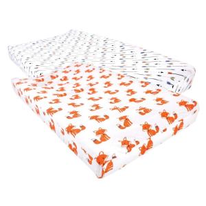 image:imageHudson Baby Unisex Baby Cotton Changing Pad Cover Pink Safari One SizeFoxes