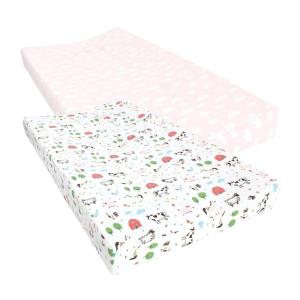 image:imageHudson Baby Unisex Baby Cotton Changing Pad Cover Pink Safari One SizeGirl Farm Animals