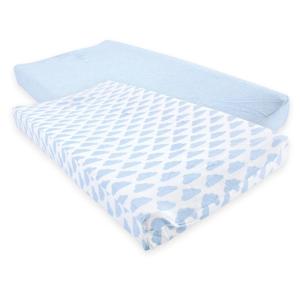 image:imageHudson Baby Unisex Baby Cotton Changing Pad Cover Pink Safari One SizeHeather Light Blue Cloud
