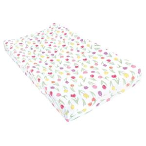 image:imageHudson Baby Unisex Baby Cotton Changing Pad Cover Pink Safari One SizeSpring Tulips