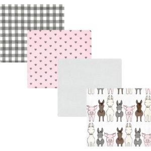 image:imageHudson Baby Unisex Baby Cotton Flannel Receiving Blankets Moose One SizeFarm Friends Pink