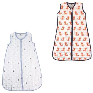 image:imageHudson Baby Unisex Baby Muslin Cotton Sleeveless Wearable Sleeping Bag Sack Blanket Lemons 1824 MonthsAnchorFoxes Muslin 2pack
