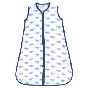 image:imageHudson Baby Unisex Baby Muslin Cotton Sleeveless Wearable Sleeping Bag Sack Blanket Lemons 1824 MonthsBlue Whale