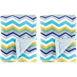 image:imageHudson Baby Unisex Baby Plush Mink and Sherpa Blanket Royal Safari One SizeBlue