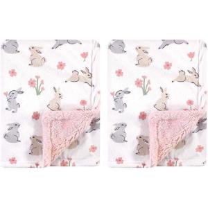 image:imageHudson Baby Unisex Baby Plush Mink and Sherpa Blanket Royal Safari One SizeBunny