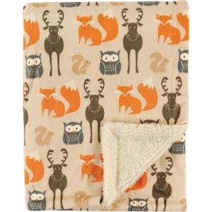image:imageHudson Baby Unisex Baby Plush Mink and Sherpa Blanket Royal Safari One SizeForest